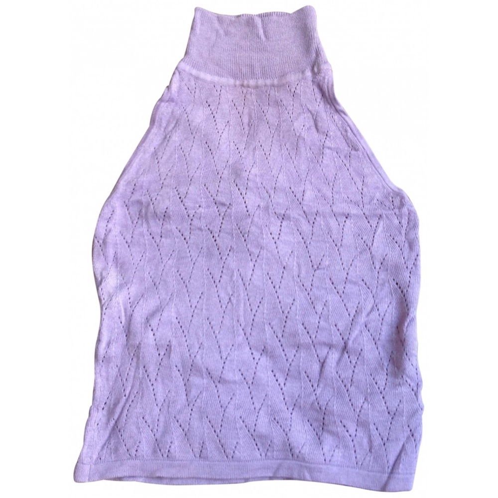 Tocca Pointelle Halter T-neck Sweater Top
